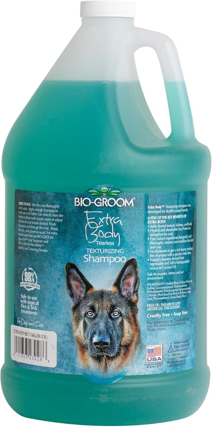 Bio-Groom Extra Body Texturizing Dog Shampoo – Tearless Puppy Shampoo, Dog Bathing Supplies, Cruelty-Free, Cat & Dog Grooming Supplies, Made in USA, Tear-Free Dog Products – 1 Gallon