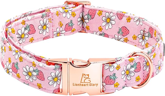 Lionheart glory Dog Collar Pink Dogs Collar Spring Summer Cute Collars Dog Female Soft Durable Adjustable Dog Collars for Small Dogs Pet Gift