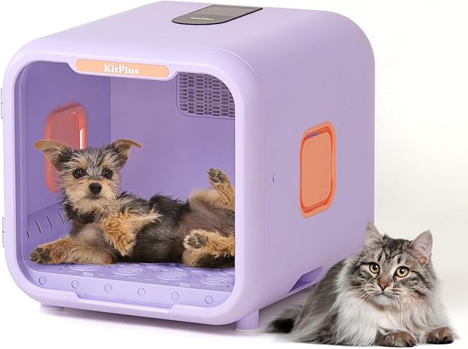 Pet Dryer Box for Dogs and Cats, 71L Large Capacity Ultra-Quiet Dog Hair Dryer Box with Smart Lock, Adjustable Temperature, Ambient Light & Multi-Use Design – Ideal for Pets Under 35lbs