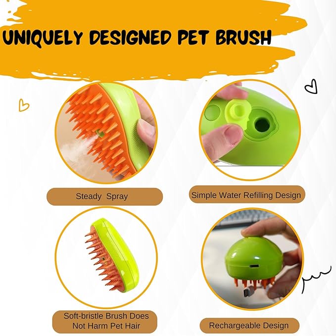 Cat Steam Brush, 3 In1 Cat Steamy Brush, Grooming Tool,Cats hair steamy Comb,Vapor Tool for cats