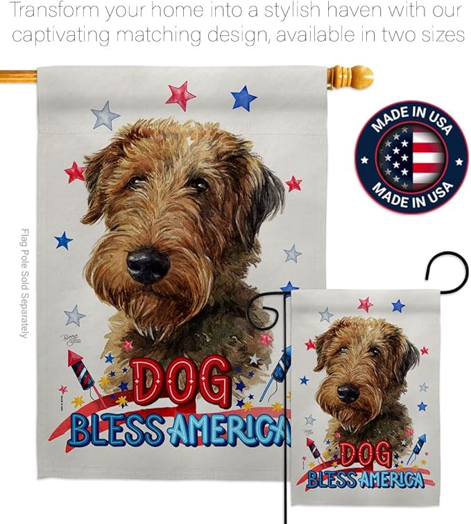 Breeze Decor Patriotic Welsh Terrier Garden House Flag-Set Dog Puppy Spoiled Paw Canine Fur Pet Nature Farm Animal Creature Decoration Banner Small Yard Gift Double-Sided, Made in USA