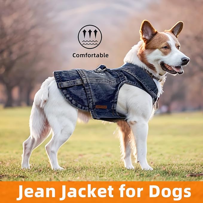 Dog Jeans Jacket Mommy's Boy Denim,Breathable Cotton Blue Pet Coat for Puppy Small Dogs Classic Overalls Male Cat Costumes Apparel Washed Vest Clothes Outfit T-Shirts（Medium）