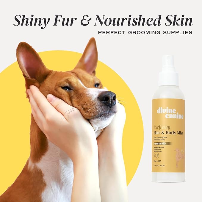 Cleansing Hair and Body Spray for Dogs - 5.1 Fl Oz of Dog Deodorizer, Long Lasting Formula - Everyday Body Spray with Aloe, Lemongrass Oil, and More - Made in The USA