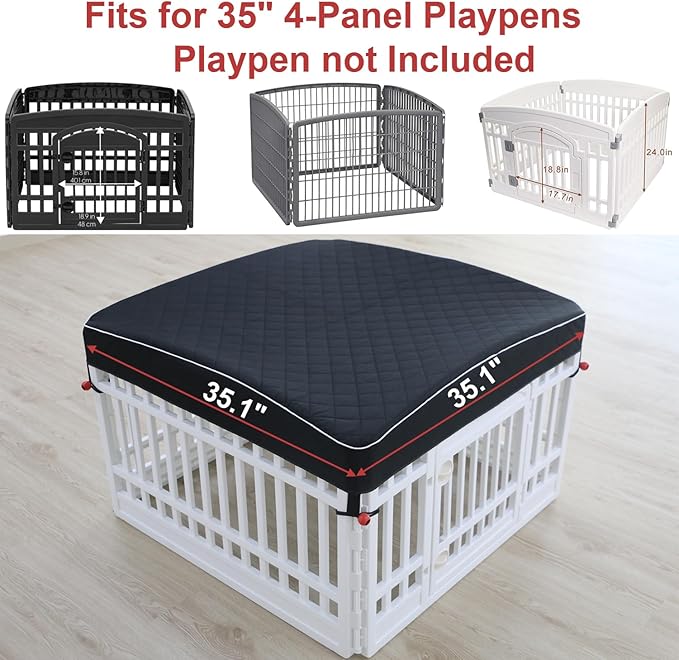 Dog Pen Cover Dog Playpen Cover for Pets,Provide Shade and Security for Indoor Outdoor Dog Pen,Pet Playpen Cover Fits 35 inch Playpen 4-Panels (Playpen Not Included!!!)