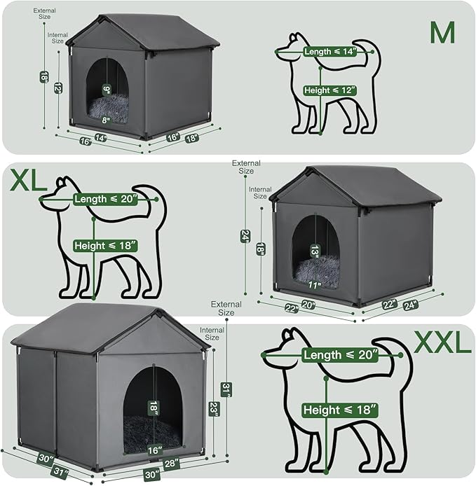 Mini Dog House Soft Indoor with Internal Size 16x14x12in for Chihuahuas, Common-Sized Cat House, Mini Pet House with Soft Cushion, Oxford Fabric, 18x16x18in, Gray