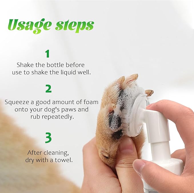 Dog Paw Cleaner - No Rinse Foaming Cleanser Waterless Dog Shampoo Mild Formula Paw Moisturizer for Dogs and Cats (5.07 fl oz/150ml)