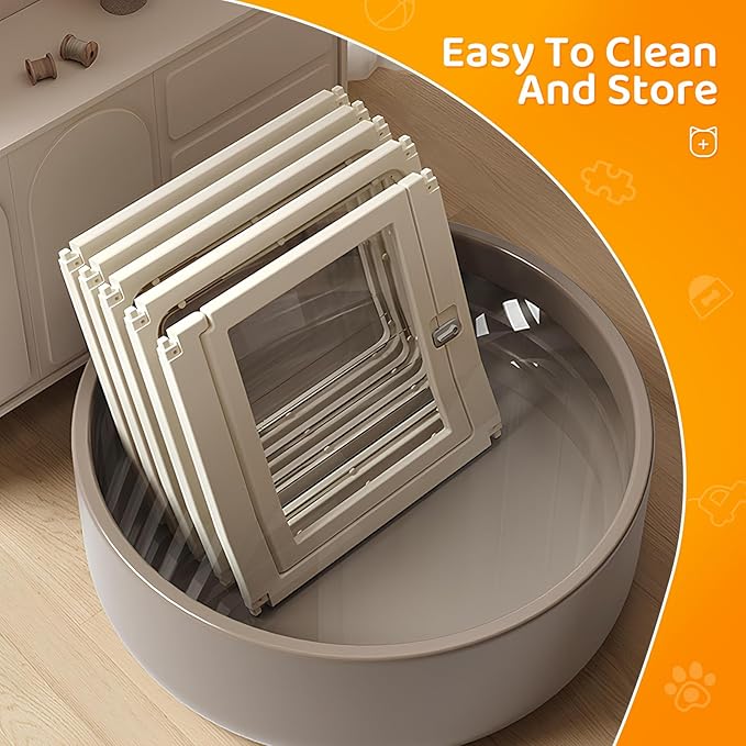 Dog Fence Pet Playpen, Clear Dog Playpen, Easy to Install and Remove Dog Playpen and Kennel Playpen, Suitable for Dogs, Cats, Rabbits, Indoor pet playpen with Transparent Panels（10 Panel）