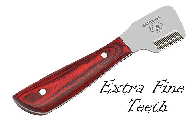 Brutul Bee Dog Grooming Coat Stripping Knife Stripper Trimmer Tool Wooded Handle Stripping Knives Set of 6 in Stainless Steel Non-Slip Tools for Grooming Dogs (Red)
