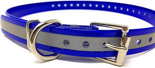 Replacement Strap for Dogtra Collars - 3/4" Wide Ultra-Durable Dog E-Collar Replacement for Training, Bark, Shock, Electric, and GPS Collars - 28" Adjustable Length Reflective Blue