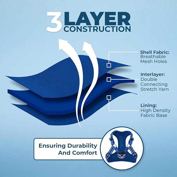 Best Pet Supplies Voyager Adjustable Dog Harness Leash Set with Reflective Stripes for Walking Heavy-Duty Full Body No Pull Vest with Leash D-Ring, Breathable All-Weather - Harness (Royal Blue), XL