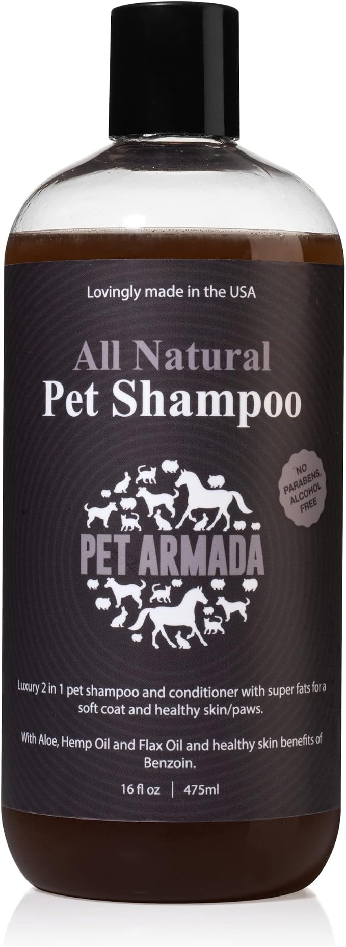Pet Armada Pet Shampoo - All Natural - Benzoin Antiseptic Qualities - Aloe for The Skin and Flaxseed Oil and Hempseed Oil for The Coat, Vanilla Scent - Made in The USA