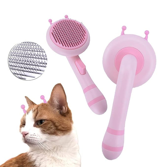Cat Self Cleaning Slicker Brush, Grooming Brush, Short and Long Haired remover for Dogs and Cats, Slicker Removes Loose Undercoat & Tangled Hair (Bee-pink)