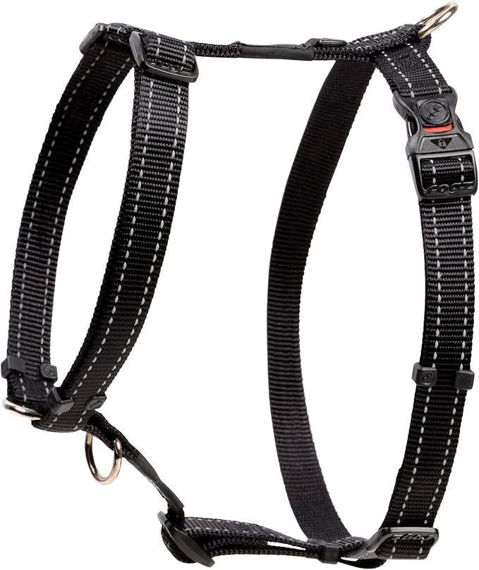Reflective Adjustable Dog H Harness for Extra Large Dogs; matching collar and leash available, Black
