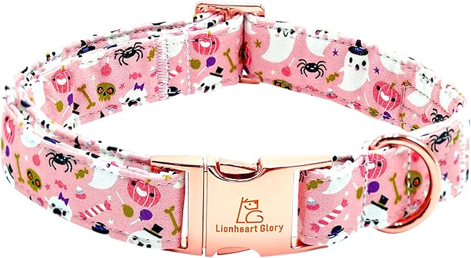 Lionheart glory Dog Collar Fall Halloween Pumpkin Collars Dog Heavy Comfortable Adjustable Pink Dog Collar for X-Small Puppy Collar Dogs Girls Boys Dog Collar Pet Gift