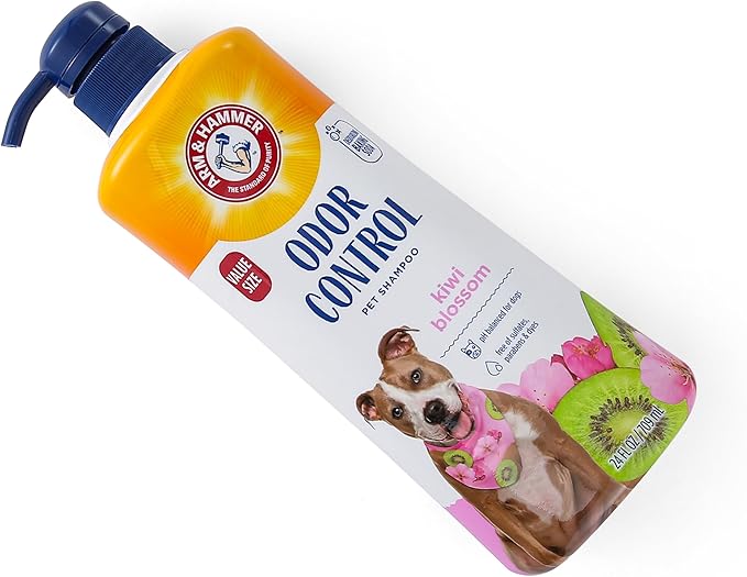 Arm & Hammer for Pets Odor Control Pet Shampoo, Value Size Bottle with Pump | Odor Eliminating Dog Shampoo | Great for All Dogs & Puppies, Fresh Kiwi Blossom Scent, 24 oz