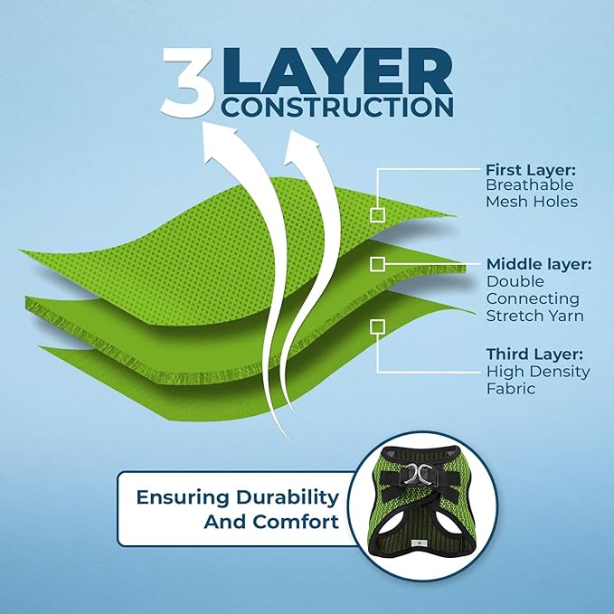 Voyager Step-in Air Dog Harness - All Weather Mesh, Reflective, No Pull Harness for Small, Medium Dogs, Cats - Secure with Hook & Loop Fastener, Buckle, Double D-Rings - Lime Green 2-Tone, XL