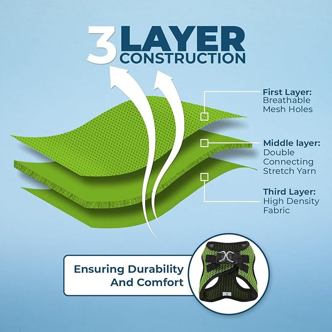 Voyager Step-in Air Dog Harness - All Weather Mesh, Reflective, No Pull Harness for Small, Medium Dogs, Cats - Secure with Hook & Loop Fastener, Buckle, Double D-Rings - Lime Green 2-Tone, M