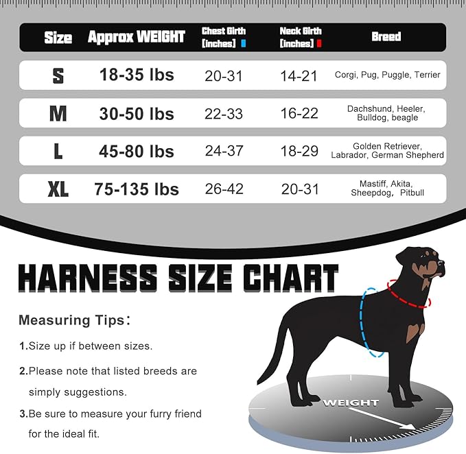 AUROTH Tactical Dog Harness for Small Medium Large Dogs No Pull Adjustable Pet Harness Reflective K9 Working Training Easy Control Pet Vest Military Service Dog Harnesses (L, Black Ink)