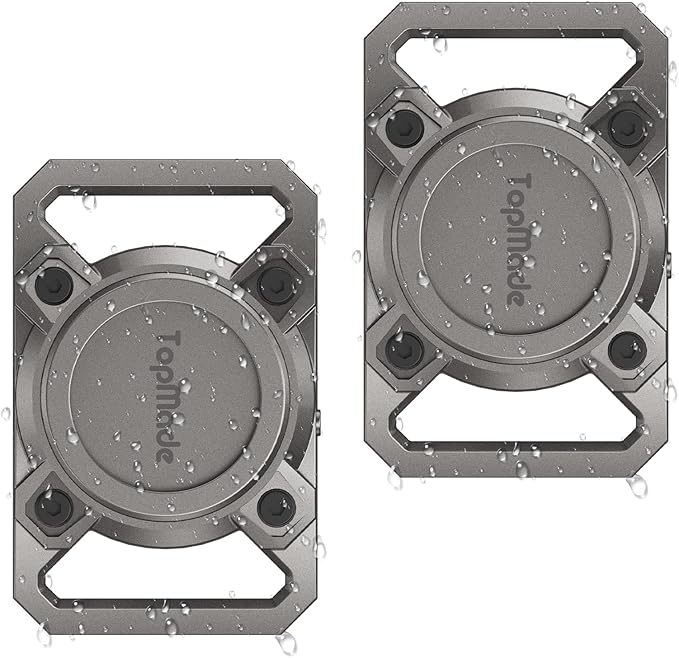 TopMade Smart Pet Tracker with Collar Holder, Cat Dog Tracker Compatible with Apple Find My, Anti-Lost Device Find Tag for Dogs, Cats, Pets, Luggage, Bag Straps, Not a GPS Tracker, Gunmetal