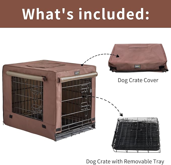 DONORO Dog Crates for Small Size Dogs Indoor, Double Door Dog Kennels & Houses for Puppy and Cats with Dog Crate Cover, Collapsible Metal Contour Dog Cages