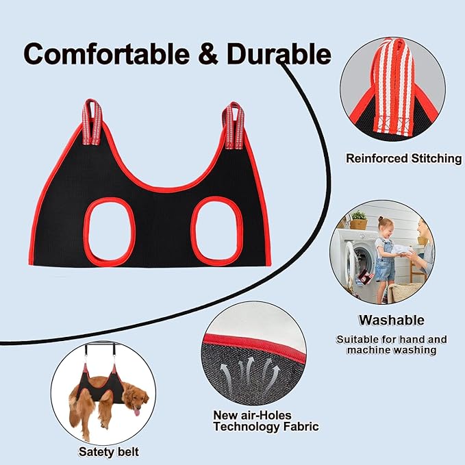 Dog Grooming Hammock Harness for XL Large Dogs, Pet Hammock Restraint Bag,Dog Grooming Sling Helper for Trimming Nail and Ear/Eye Care(XL Size,13.7")