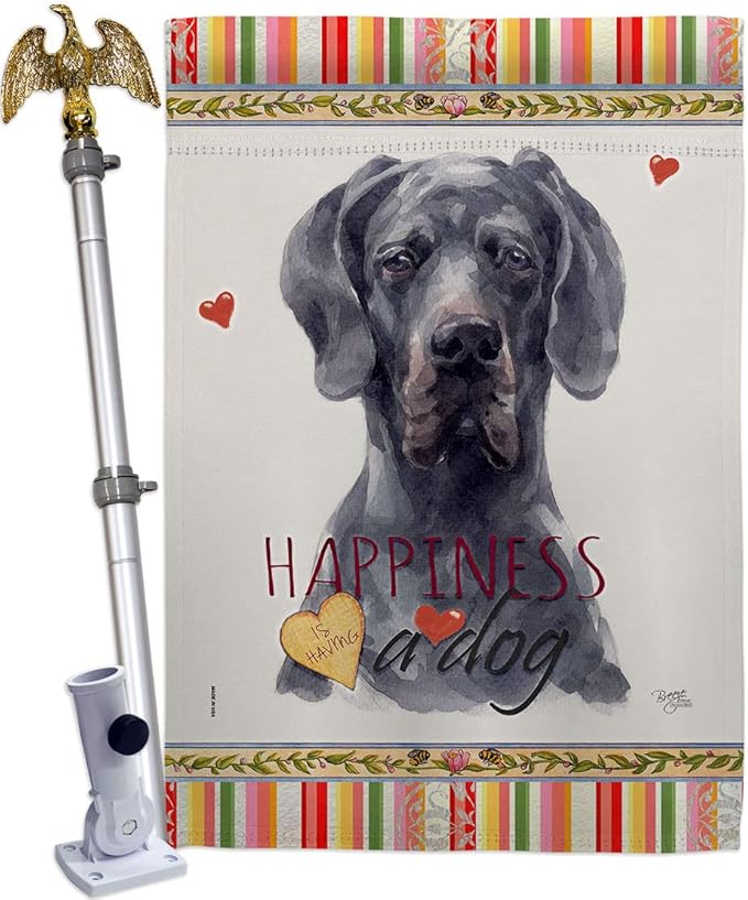 Breeze Decor Black Dane Happiness House Flag Eagle Set Dog Puppy Spoiled Paw Canine Fur Pet Nature Farm Animal Creature Banner Small Garden Yard Gift Double-Sided, Made in USA