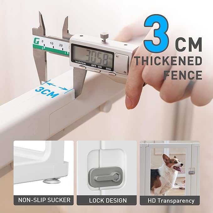 Citylife Dog Playpen with Door Clear Pet Playpen for Indoor Outdoor Easy to Install and Remove Puppy Playpen for Dogs, Cats, Bunnies, Pigs, 8 Panels