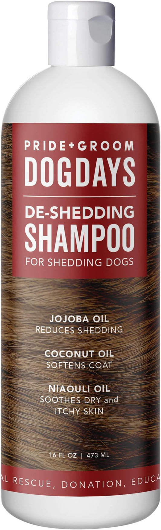 Pride and Groom DogDays Deshedding Dog Shampoo | Fast-Acting Coat Softener & Shedding Control | All-Natural Dog Wash with Essential Oils | Reduces Excess Fur & Dander for Curly & Wavy Coats – 16 oz