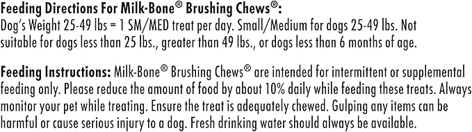 Milk-Bone Brushing Chews Daily Dental Dog Treats, Fresh Mint Flavor, Small/Medium, 25 Count
