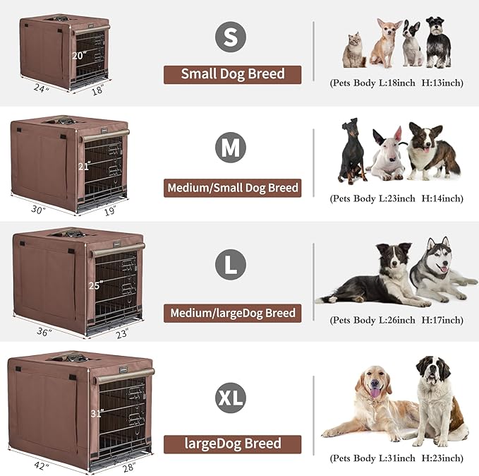 DONORO Dog Crates for Small Size Dogs Indoor Double Door Dog Kennels & Houses for Puppy and Cats, Collapsible Metal Contour Dog Cages (42-Inch Kit)