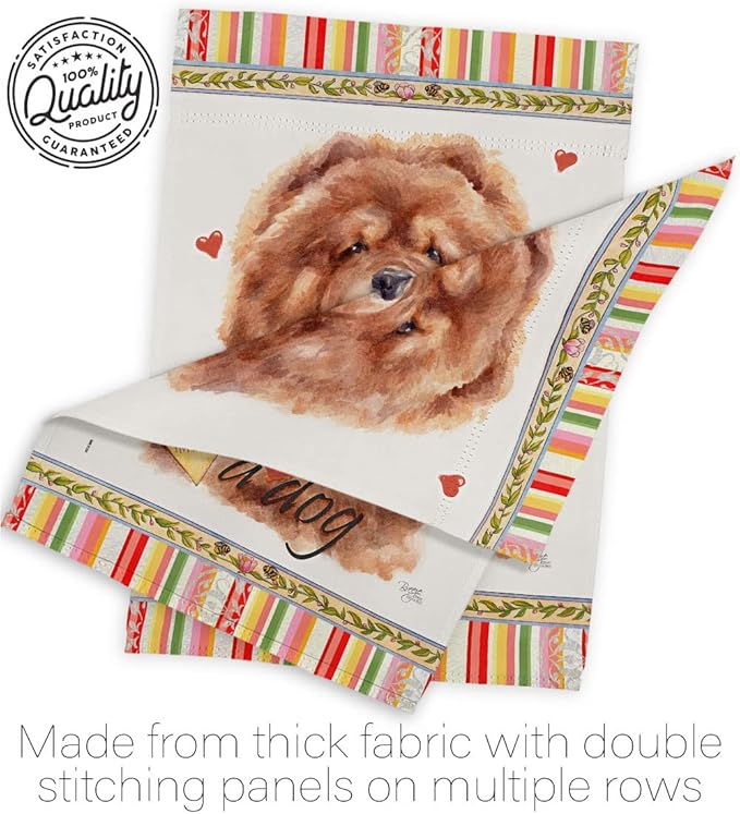 Breeze Decor Red Chow Happiness Garden House Flag Set Dog Puppy Spoiled Paw Canine Fur Pet Nature Farm Animal Creature Decoration Banner Small Yard Gift Double-Sided, Made in USA