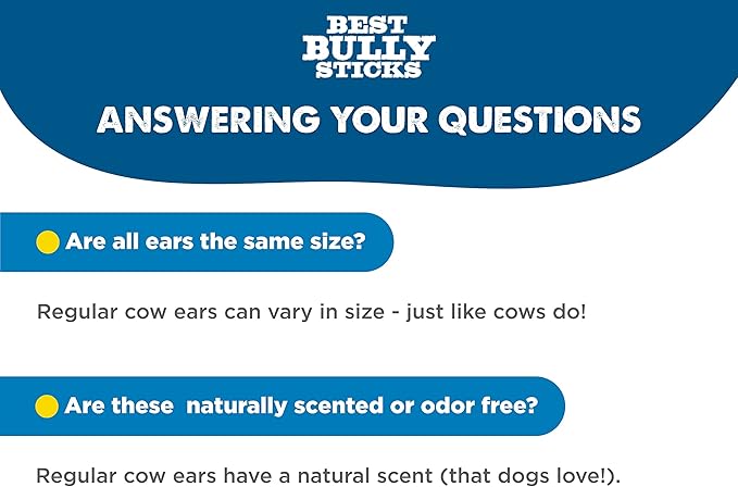 Best Bully Sticks All-Natural Cow Ears for Dogs, 15 Pack - High Protein, Easily digestible Dog Chew Treats - Single Ingredient Grass-Fed Beef