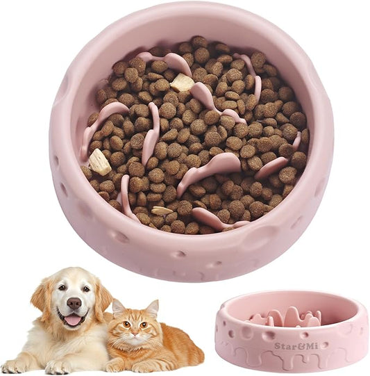 Silicone Slow Feeder Dog Bowls & Cat Bowls, 2 Cups Small Pet Food Bowl with Non-Slip Suction Base, Food-Grade Safe Puzzle Feeder for Small & Medium Dogs & Indoor Cats - Dishwasher & Microwave Safe