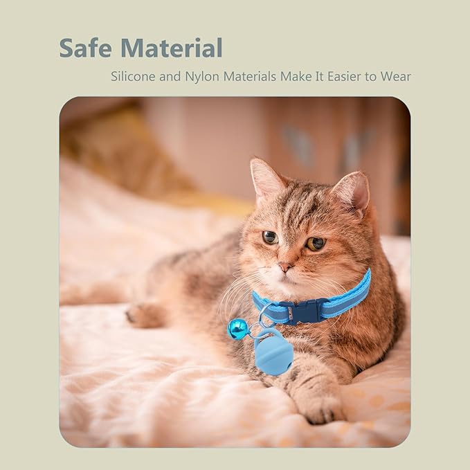 Silicone Bell Cat Tracker, Locator for Pets Only iOS, Kitty Location Tracking Collar, Works Worldwide with Any Collar, No Other Fees, Huthur Tag