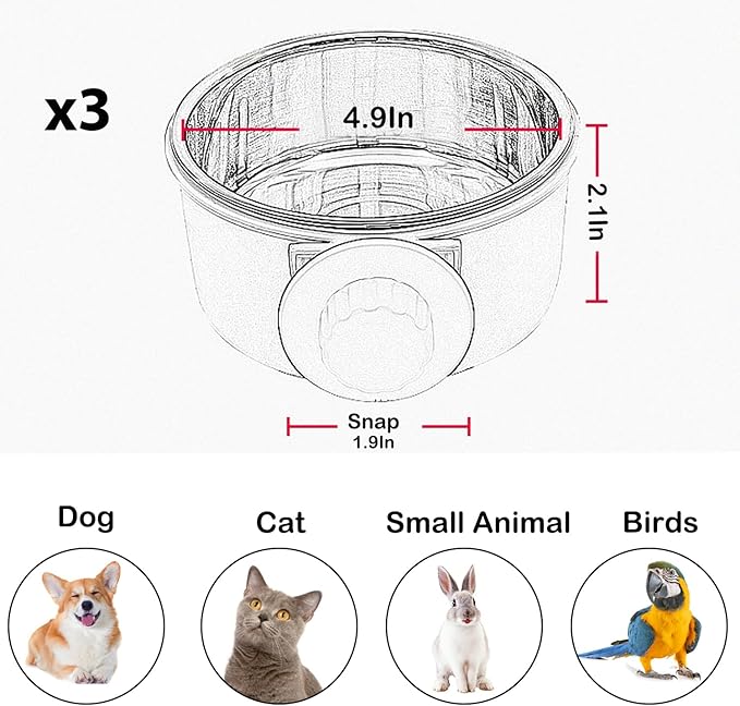 3 Pieces Crate Dog Bowl, Removable Stainless Steel Pet Kennel Hanging Food Water Feeder Bowl Cage Coop Cup for Puppy Medium Dog Cat Rabbit Ferret Bird (Blue,Red,Green)