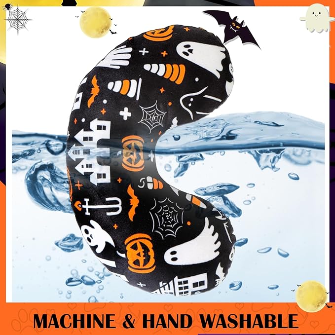 BABORUI Halloween Dog Pillow for Large Dogs, U Shaped Dog Neck Calming Pillow for Joint Relief Sleeping Improve, Machine Washable Pet Pillow for Dogs & Cats(Halloween)