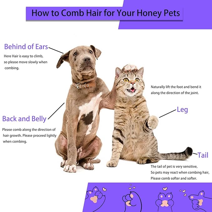 ACE2ACE Self-Cleaning Slicker Brush for Long and Short Pet Fur - Removes Hair With One Button