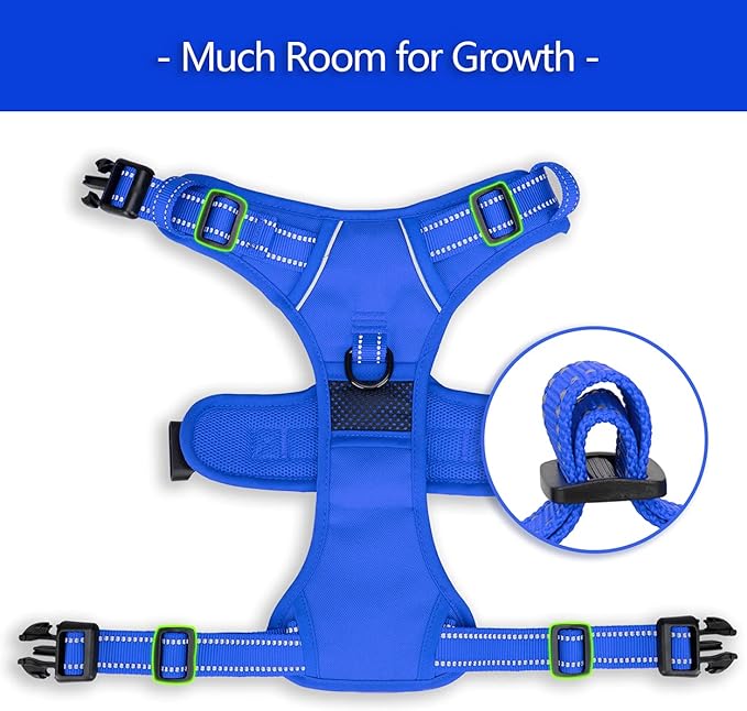 PoyPet No Pull Dog Harness, No Choke Reflective Dog Vest, Adjustable Pet Harnesses with Easy Control Padded Handle for Small Medium Large Dogs(Royal Blue,XS)