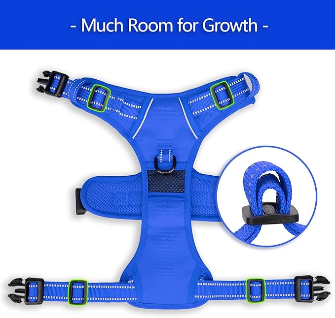 PoyPet No Pull Dog Harness, No Choke Reflective Dog Vest, Adjustable Pet Harnesses with Easy Control Padded Handle for Small Medium Large Dogs(Royal Blue,S)