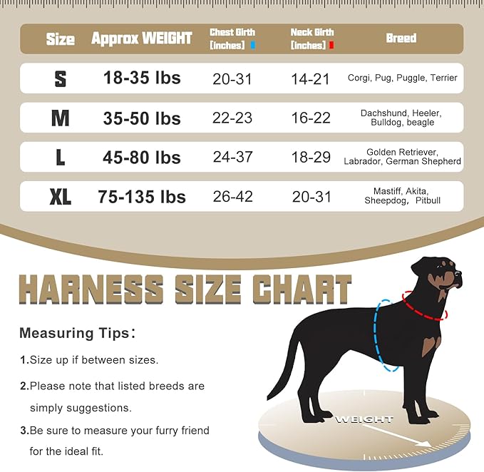 Auroth Tactical Dog Harness for Large Dogs No Pull Adjustable Pet Harness Reflective K9 Working Training Easy Control Pet Vest Military Service Dog Harnesses Army Yellow L