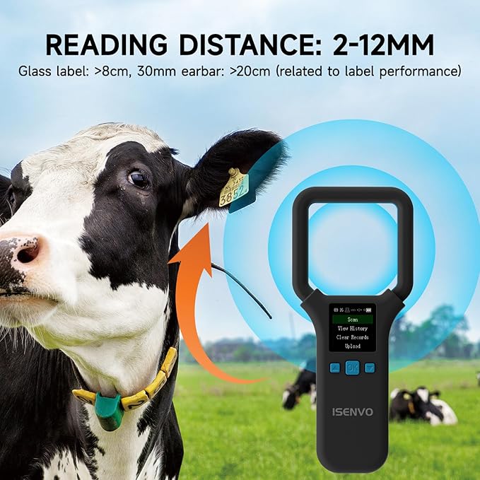 AR190E Bluethooth Pet Microchip Scanner, Wireless Handheld RFID Animal Reader, 134.2kHz Pet Chip Scanner with OLED Display Animal Tag Reader EMID FDX-B(ISO11784/11785)
