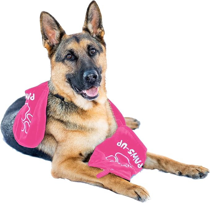 XL Paw Cleaning Towel for Dogs removes mud Dirt Grass Sand allergens Machine Washable Microfiber Also Great for a Quick Dry Puppy Bath Towel with Two Hand Pockets. 34” X 10” XL (Pink)