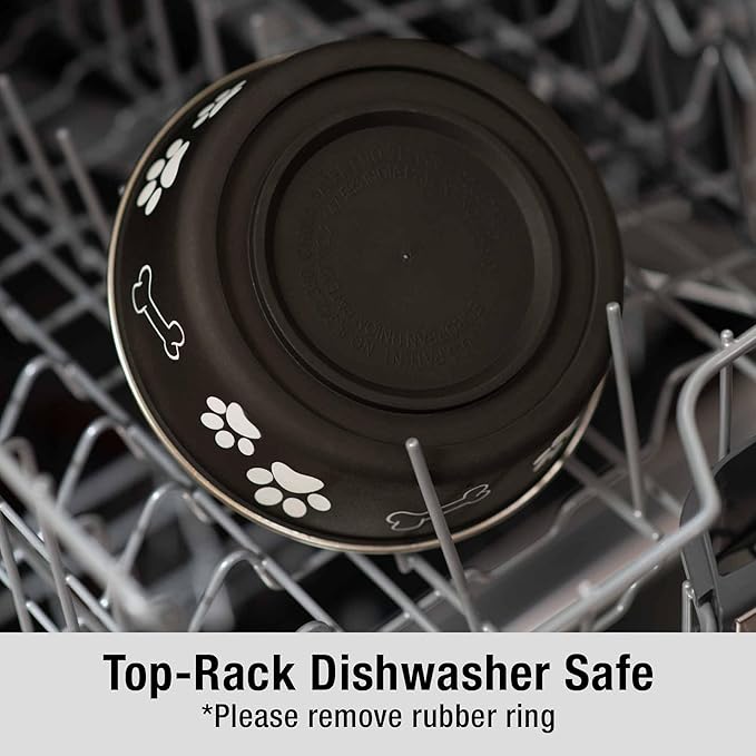 Loving Pets Bella Dog Bowls- Stainless Steel Dog & Cat Bowls - Spill Proof Dog Food Bowl, Cat Bowl, Puppy Essentials & Pet Supplies Great for Home & Travel (Medium 20-25 lbs, Espresso)