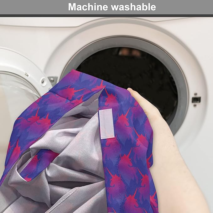 Lunarable Myth Dog Crate Cover, Pattern with Unicorn Silhouettes in Ombre, Easy to Use Pet Kennel Cover for Small Dogs Puppies Kittens, 18 Inch, Indigo Magenta