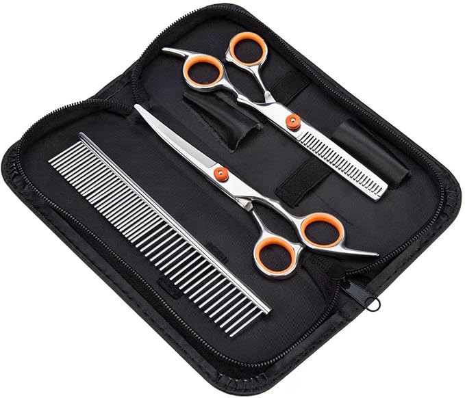 Dog Grooming Scissors Colorful Pet Trimming Scissors Set Professional Grooming Barber Scissors Kit 7 inch Stainless Steel Shears for Grooming and Hair Cutting
