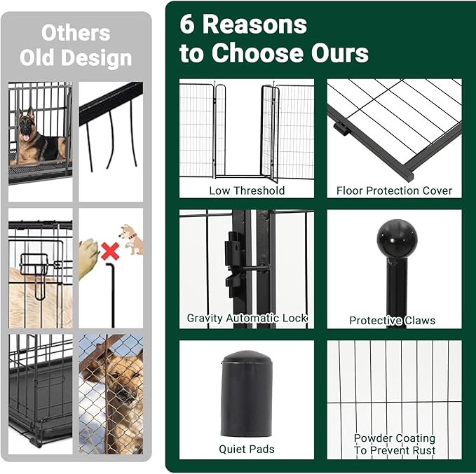 Dog Playpen,48" Height 18 Ft(L) 8 Panels Pet Play Pen, Indoor/Outdoor,Heavy Duty Metal Pet Exercise Pen, Wide Door Low Threshold,Portable Pet Playpen for Rv Camping Garden Yard, Quick Install