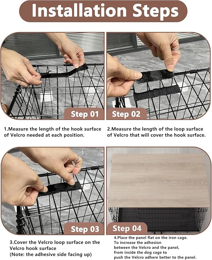 Piskyet Dog Crate Topper Wood Countertop for 48 42 36 30 24 inch Dog Cage, Dog Crate Cover,Dog Kennel Topper(Crate Not Include) (White, for 42 Inch Crate)