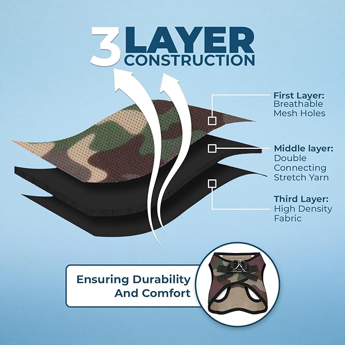 Voyager Step-In Air Dog Harness - All Weather Mesh, Reflective, No Pull Harness for Small, Medium Dogs, Cats - Secure with Hook & Loop Fastener, Buckle, Double D-Rings - Army/Black Trim, XXS