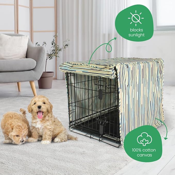 Molly Mutt I Don't Like Mondays Dog Crate Cover, 100% Cotton Canvas Cover with 2 Roll-Up Panels, Ideal for Dog or Cat Crate, Durable, Washable, and Free of Harmful Chemicals, 36" x 23" x 25"