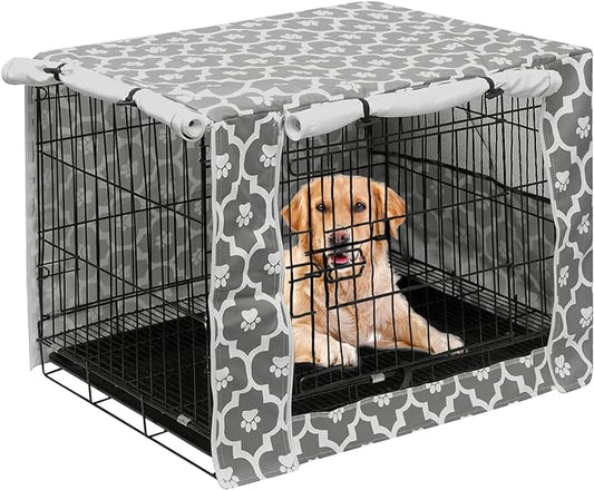 Pethiy Dog Crate Cover Durable Polyester Pet Kennel Cover Universal Fit for Wire Dog Crate - Fits Most 48 inch Dog Crates - Cover only-Gray Soles-48